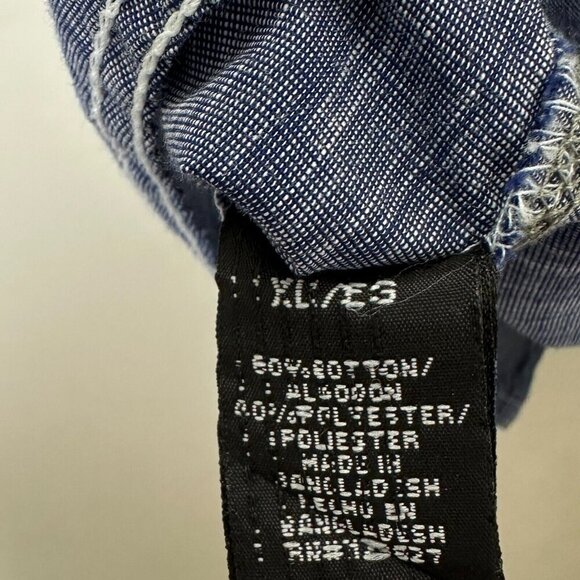 2/$30 Drill Mens Slim Fit Button Down Denim Shirt Size XL Blue Casual Skater - Picture 12 of 13